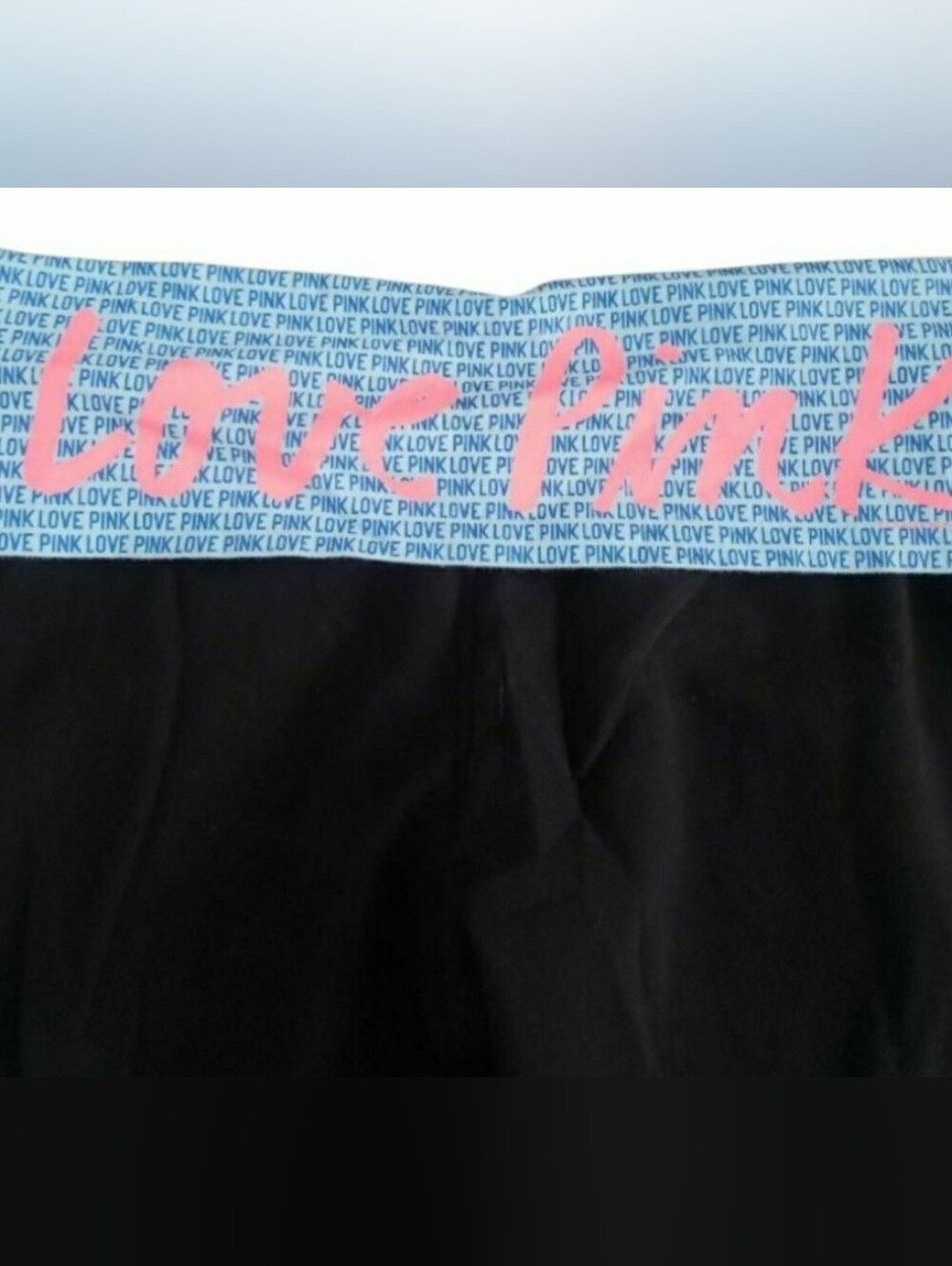 PINK Victoria's Secret Black Leggings with Pink Logo Waistband